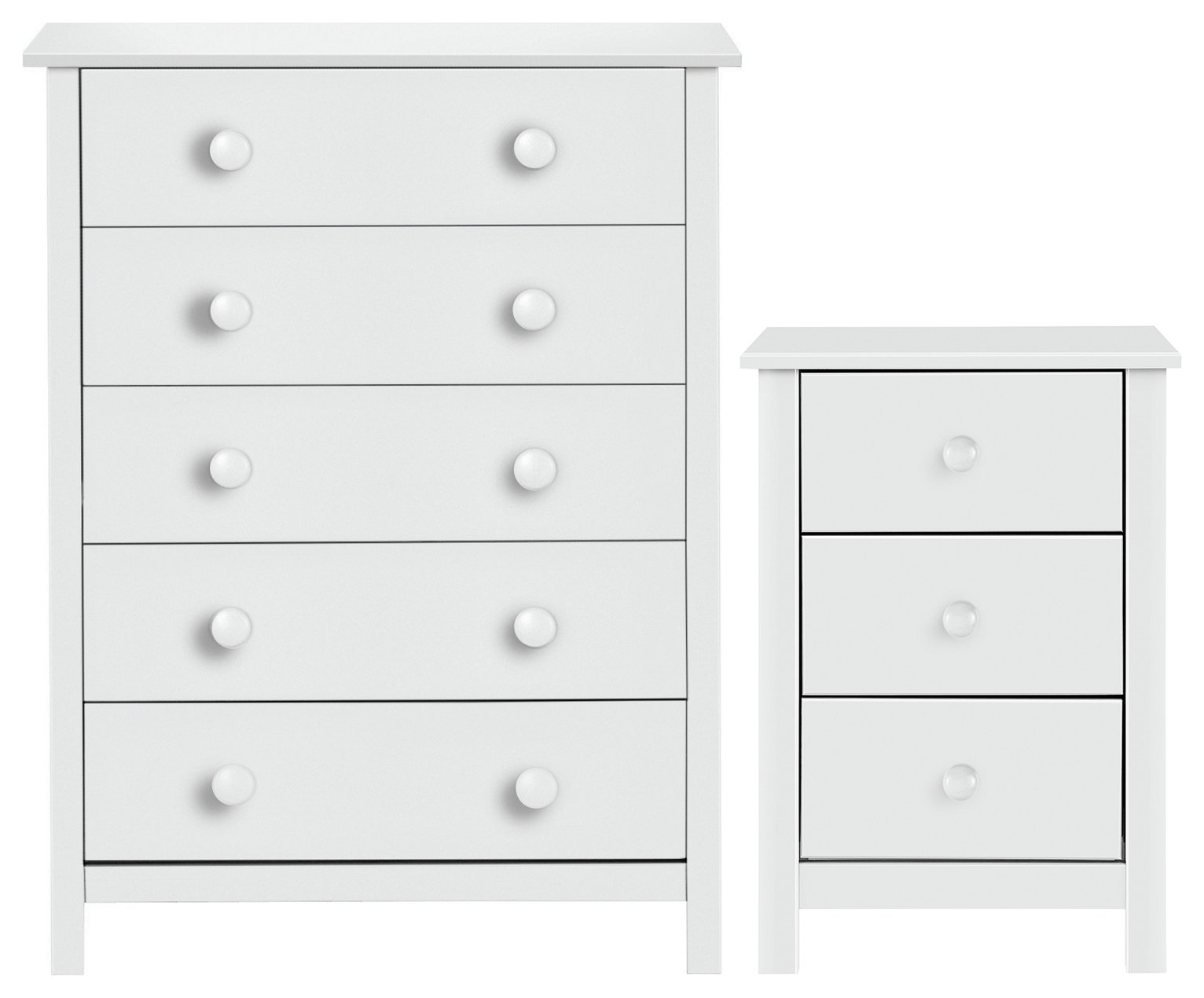 Argos Home Scandinavia Bedside & 5 Drawer Chest Set - White