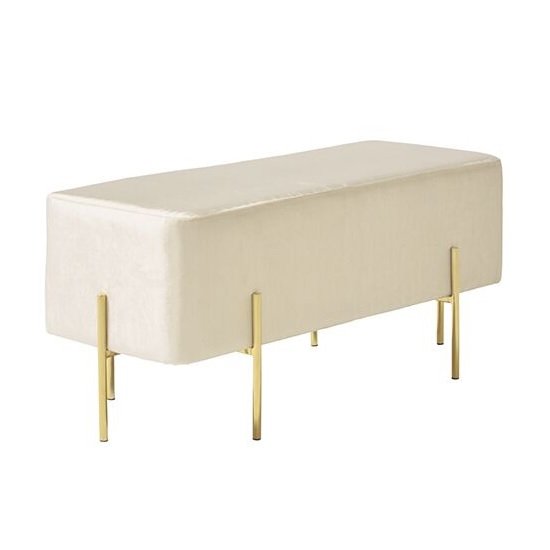 Ryman Bench In White Velvet And Gold Plated Stainless Steel