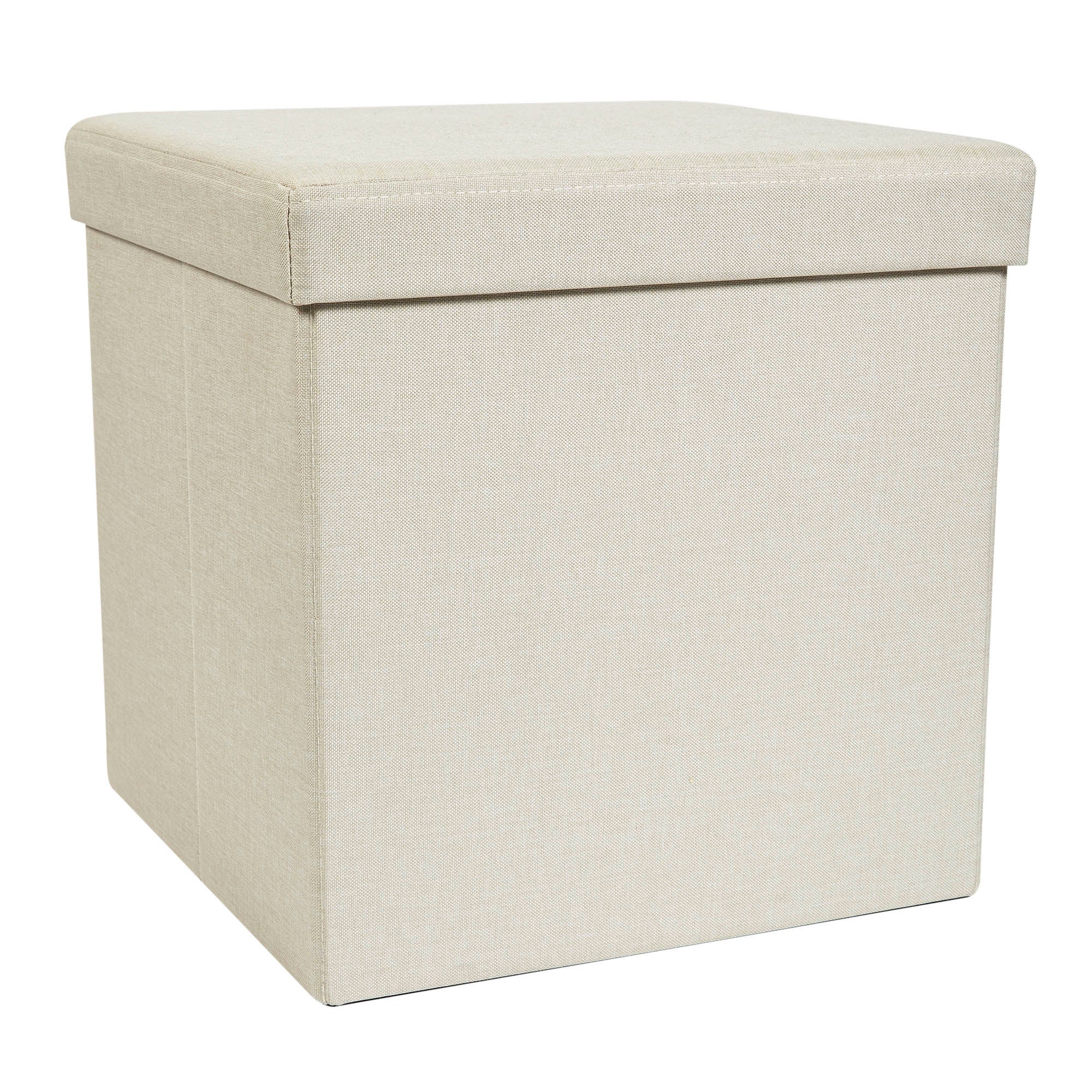 Foldable Cream Cube Ottoman Cream