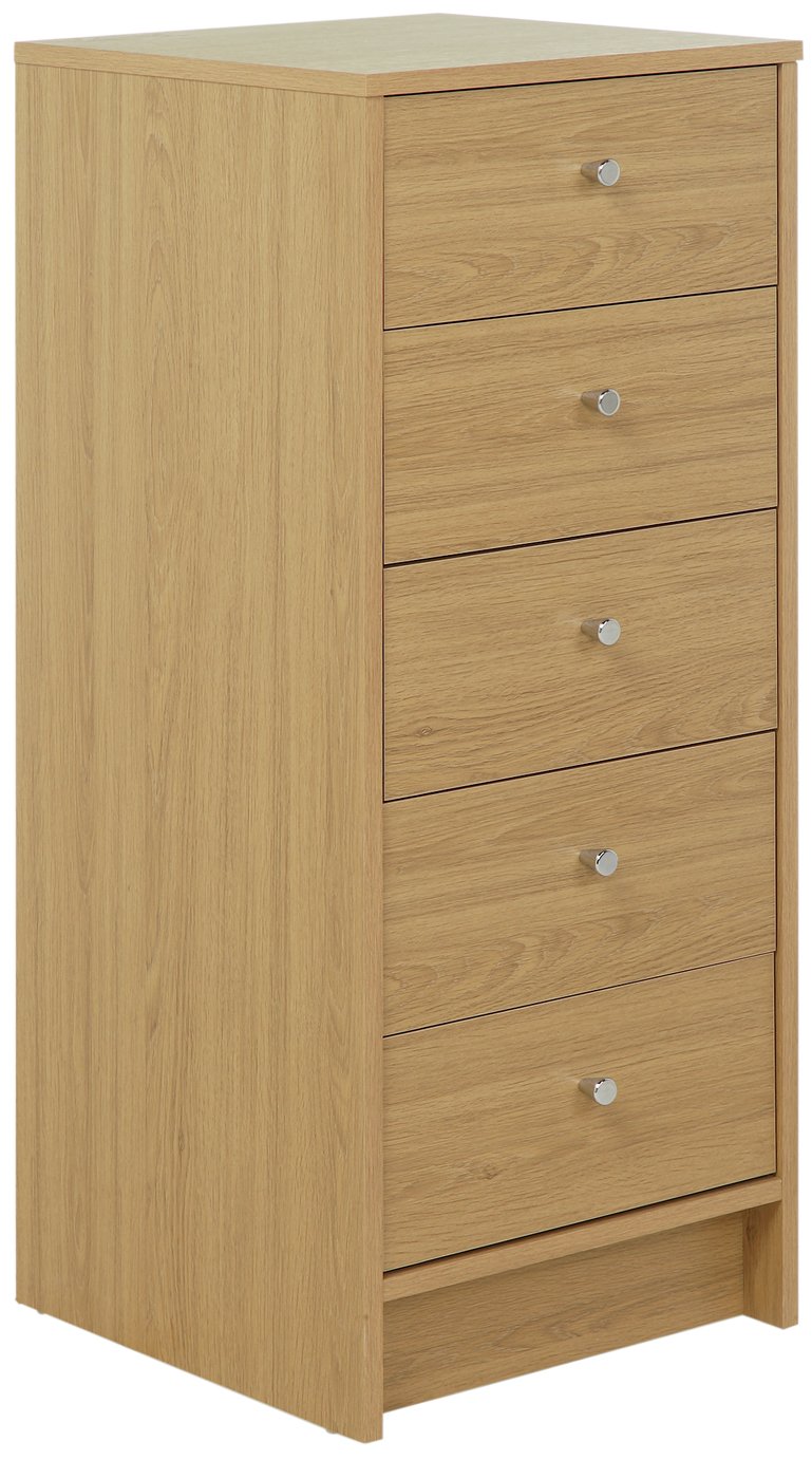 Argos Home Malibu 5 Drawer Tallboy - Oak Effect