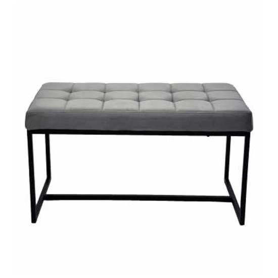 Croatia Dining Bench In Grey Plush Velvet With Chrome Legs