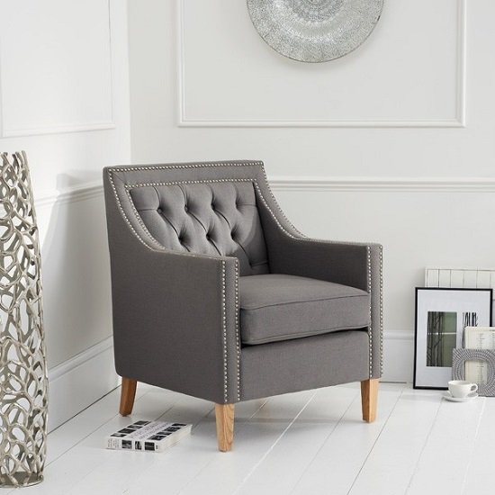 Ballark Fabric Sofa Chair In Grey With Natural Ash Legs