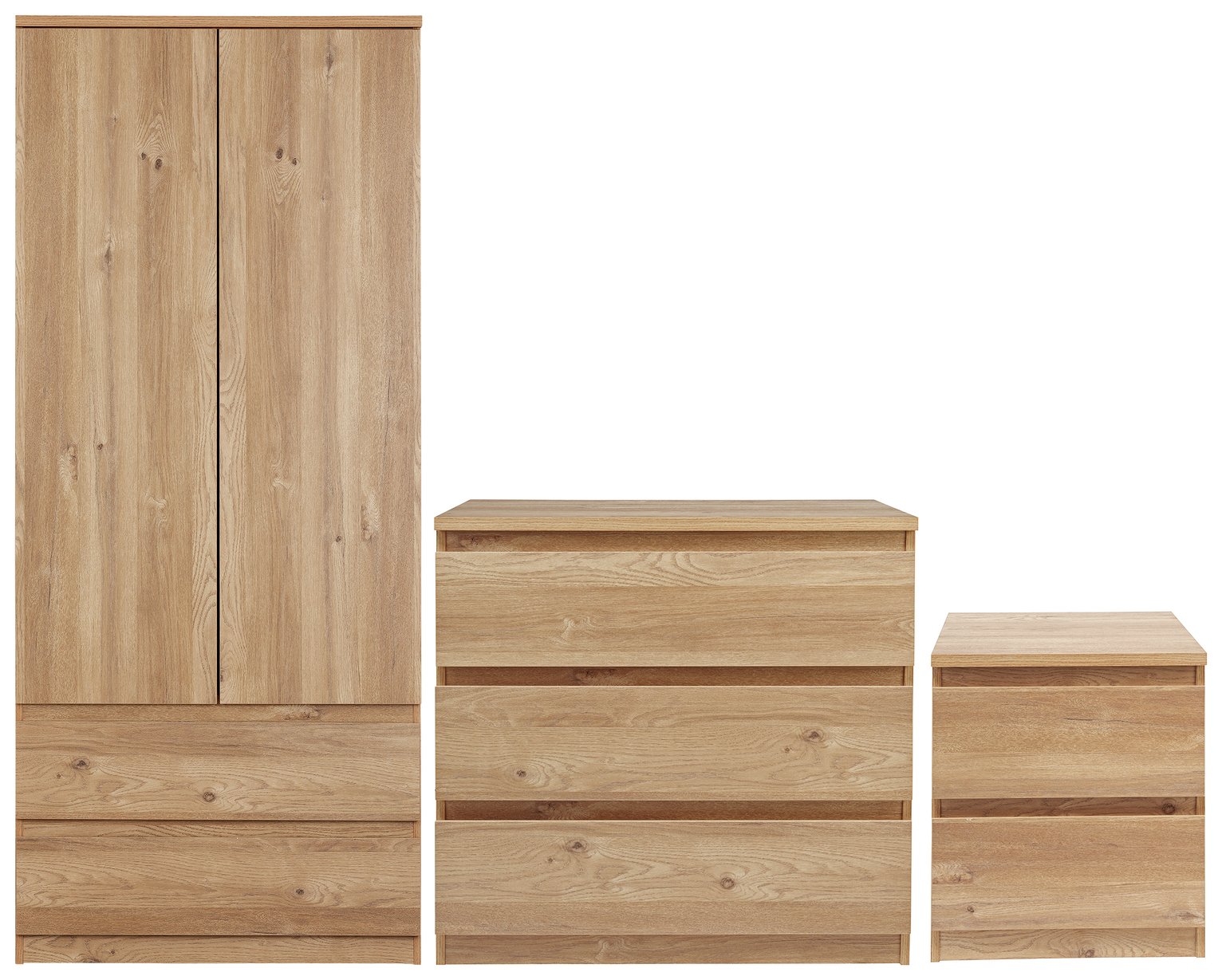 Habitat Jenson 3 Piece 2 Door Wardrobe Set - Oak Effect