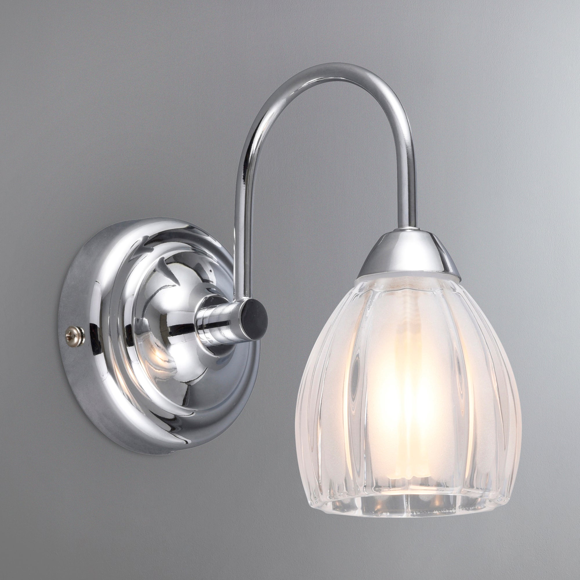Julius Ribbed Glass Bathroom Wall Light Silver