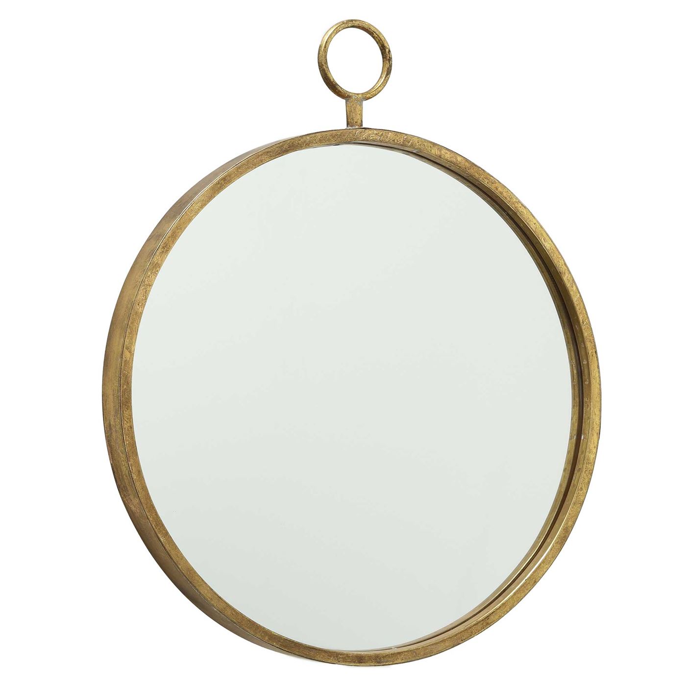 Hanging Gold Round Mirror