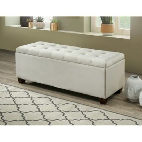 Lillpham Velvet Upholstered Storage Ottoman In Champagne