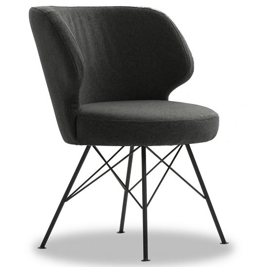 Blokty Modern Fabric Accent Chair In Charcoal With Metal Legs