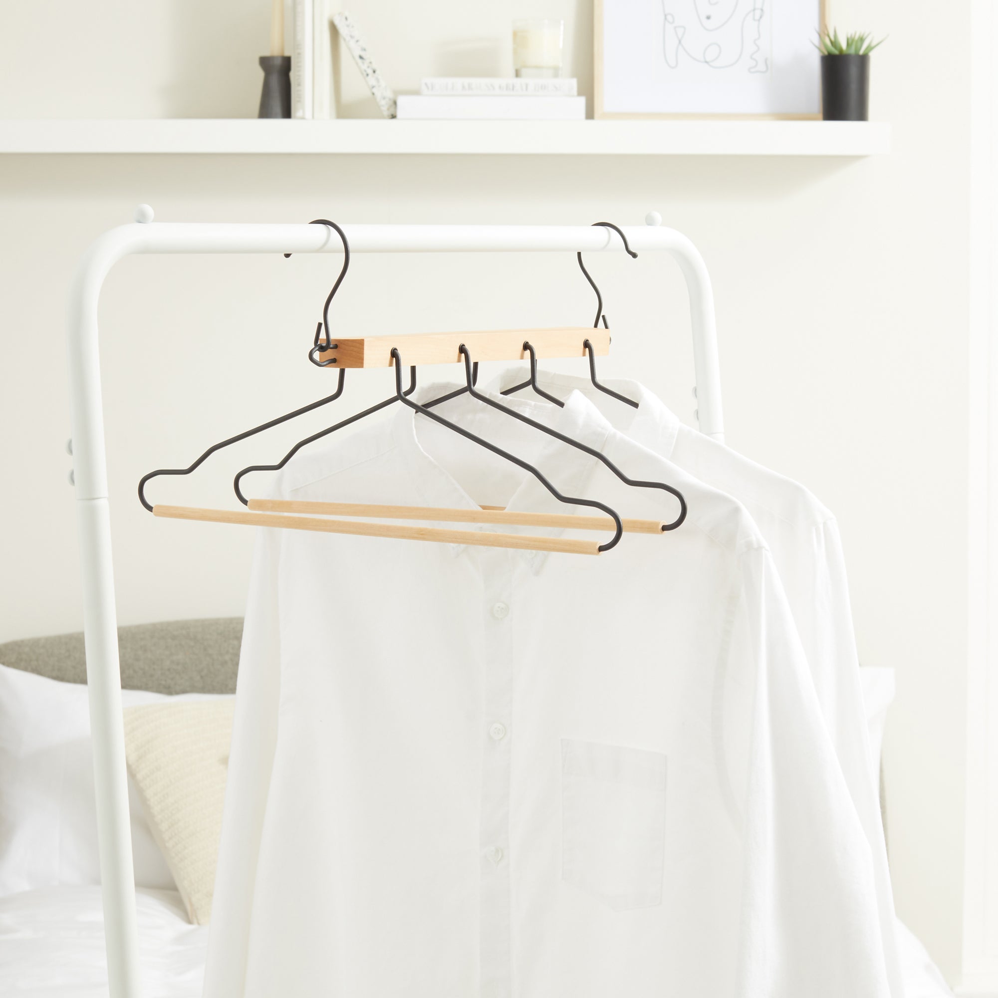 Wooden Black Multi Shirt Hanger Black