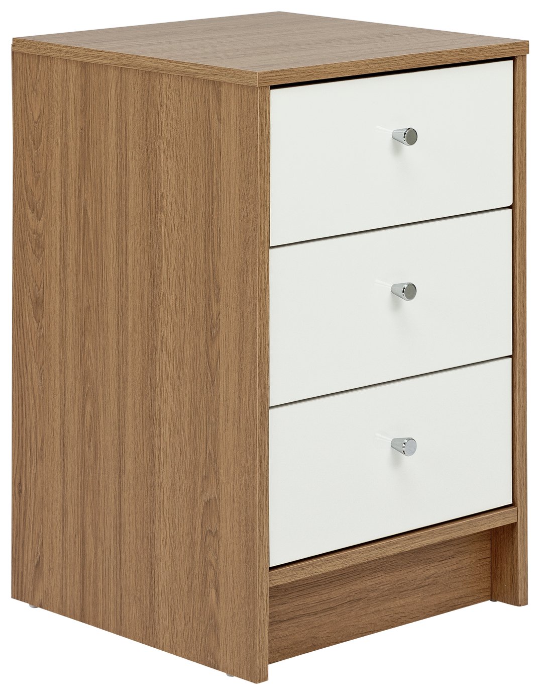 Argos Home Malibu 3 Drawer Bedside Table - White & Oak