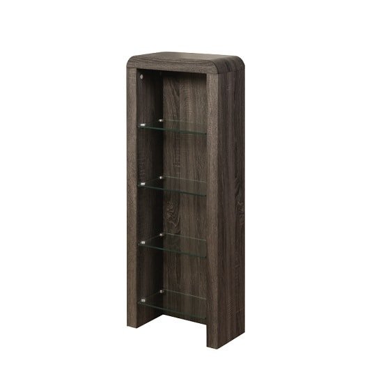 Cannock Wooden CD DVD Storage Unit In Charcoal With 4 Glass Shel