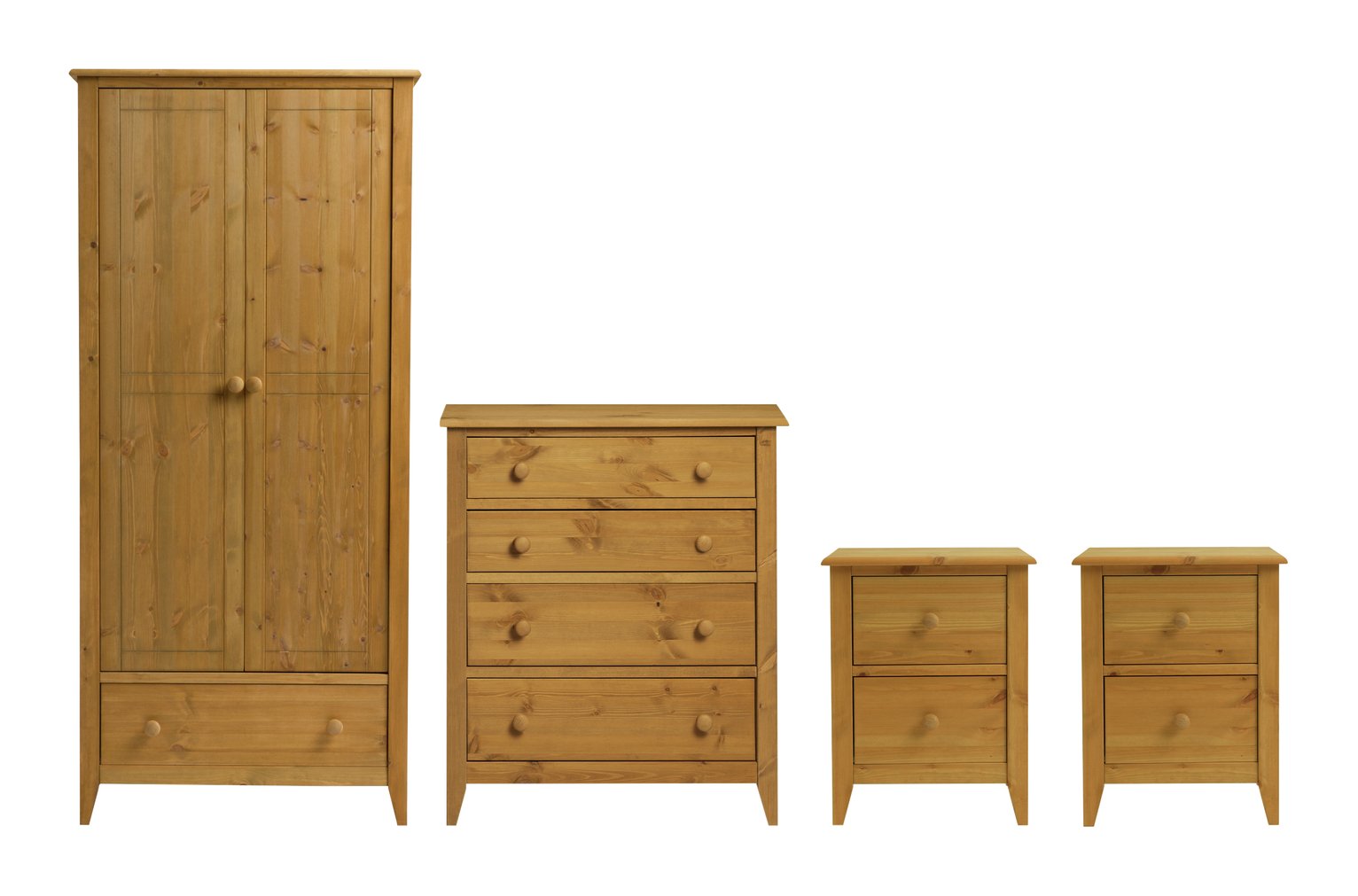 Colorado 4 Piece 2 Door Wardrobe Set - Pine