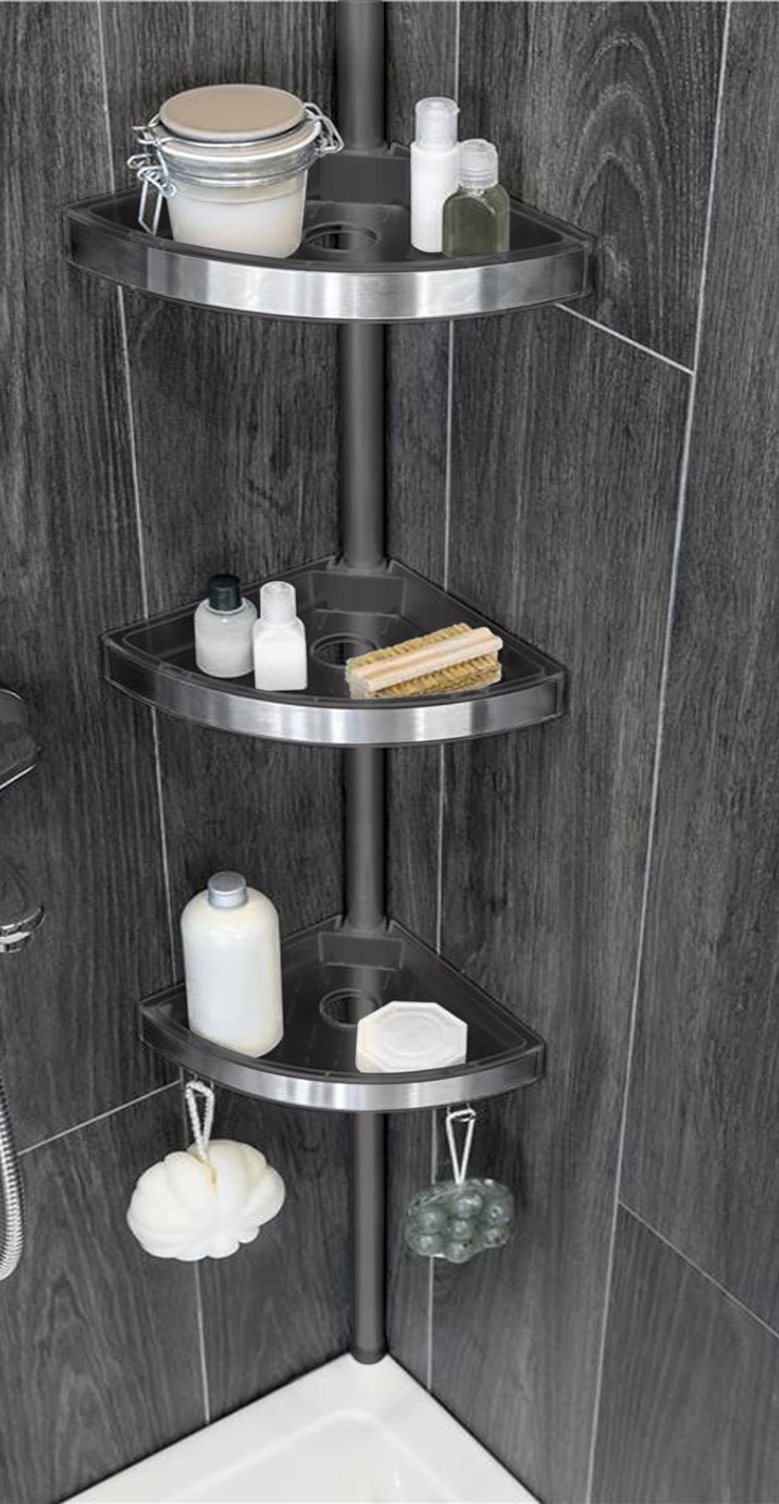 Lloyd Pascal 3 Tier Corner Shelving Unit - Dark Grey