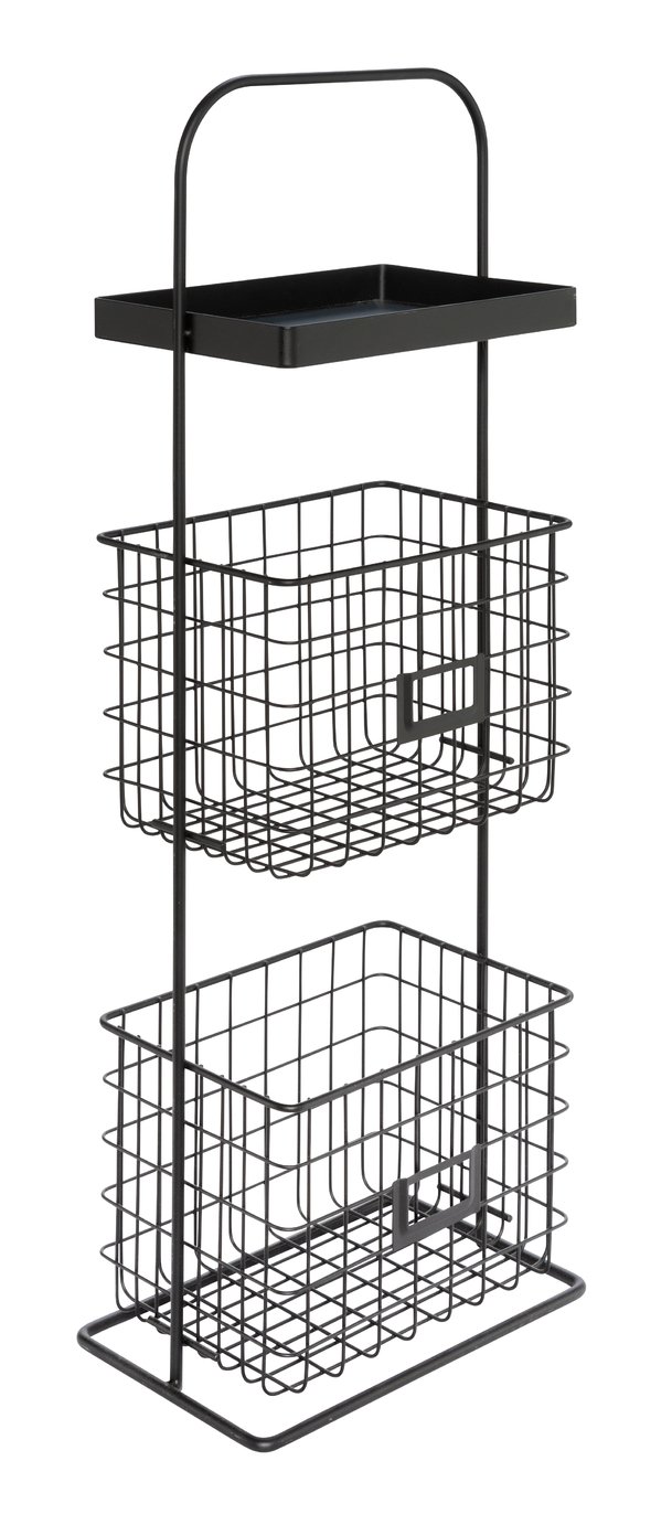 Argos Home Free Standing 2 Tier Wire Unit - Matt Black