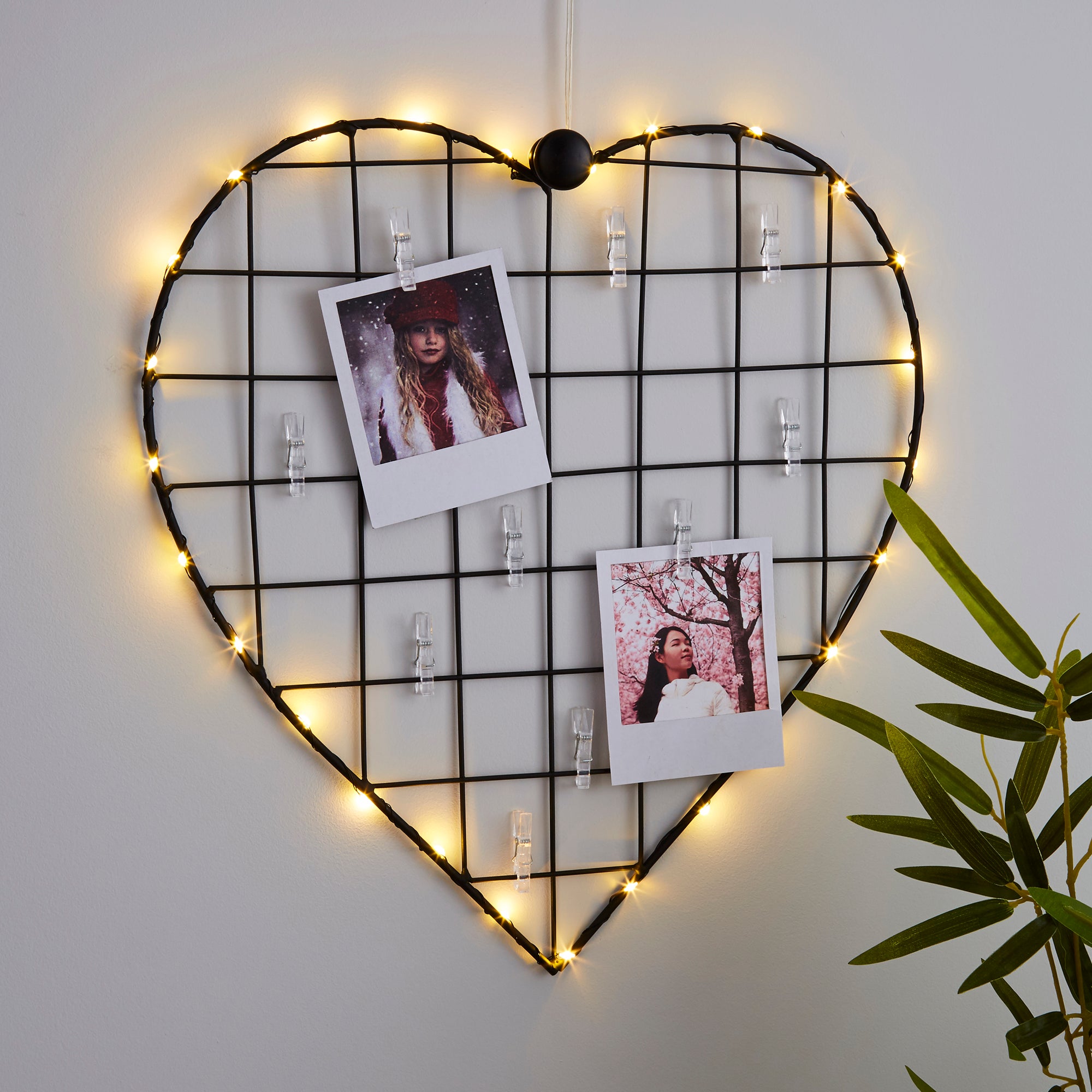 Black Heart With Photo Pegs Light Black