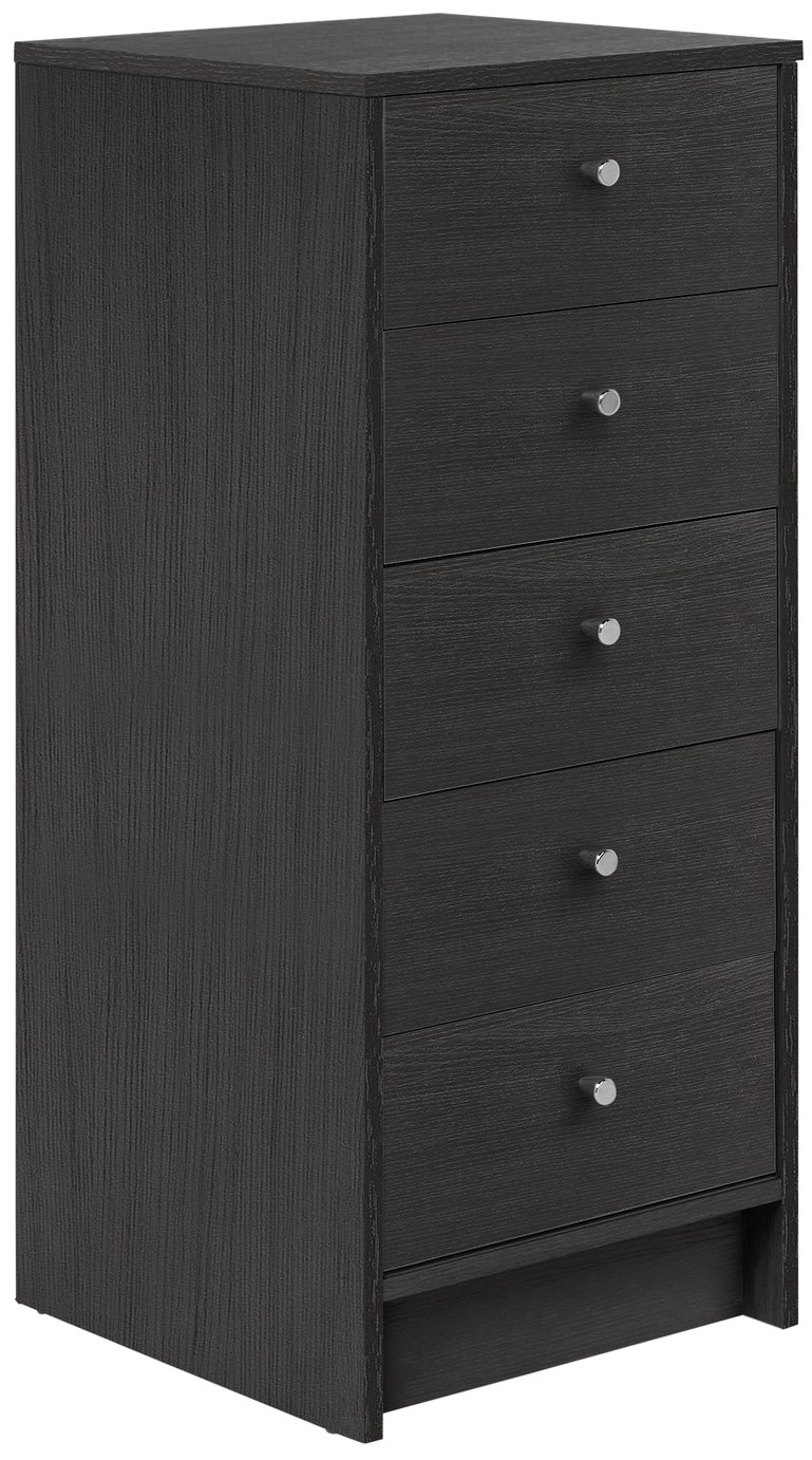 Argos Home Malibu 5 Drawer Tallboy - Black Oak Effect