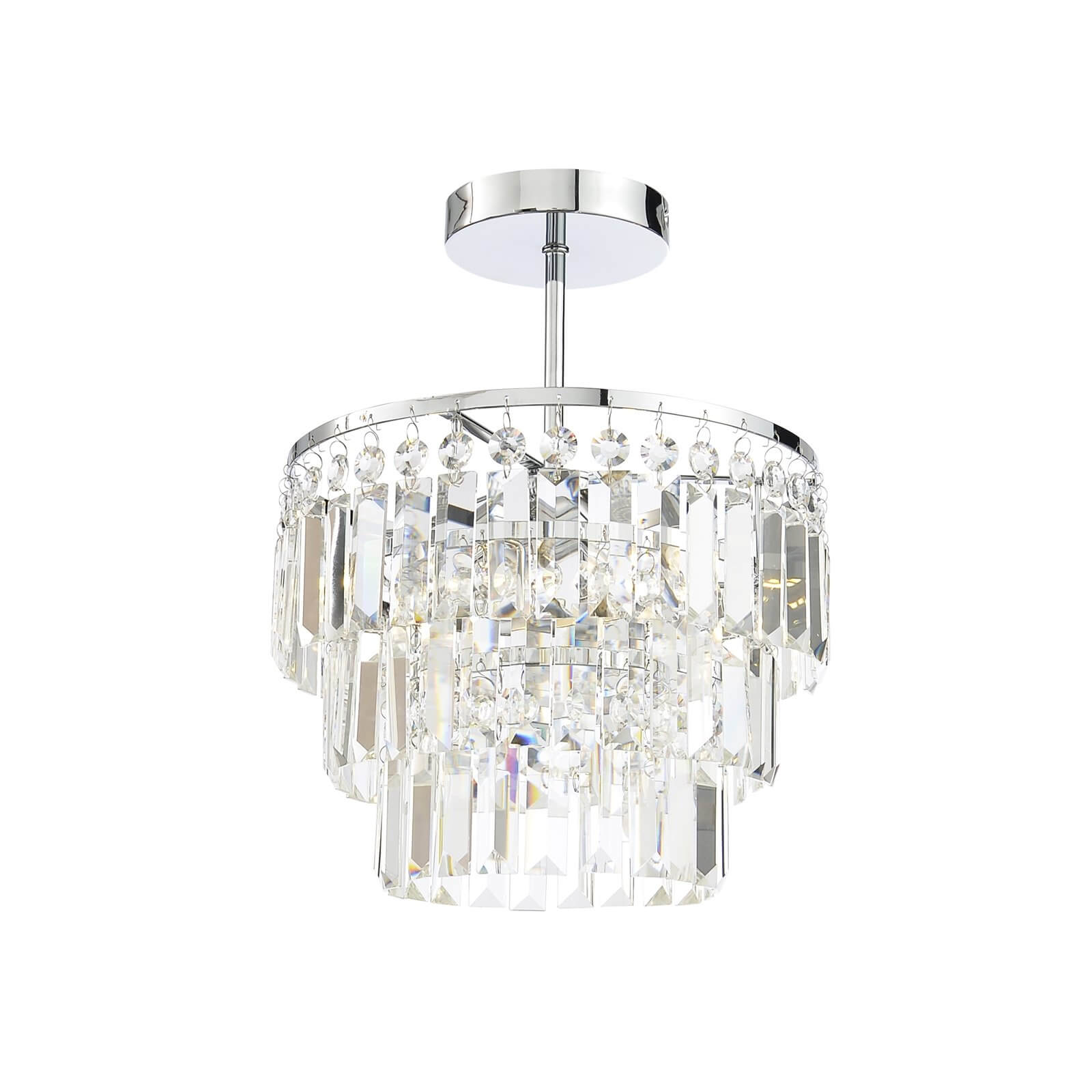 Belle Crystal Bars Semi Flush Bathroom Light - Chrome
