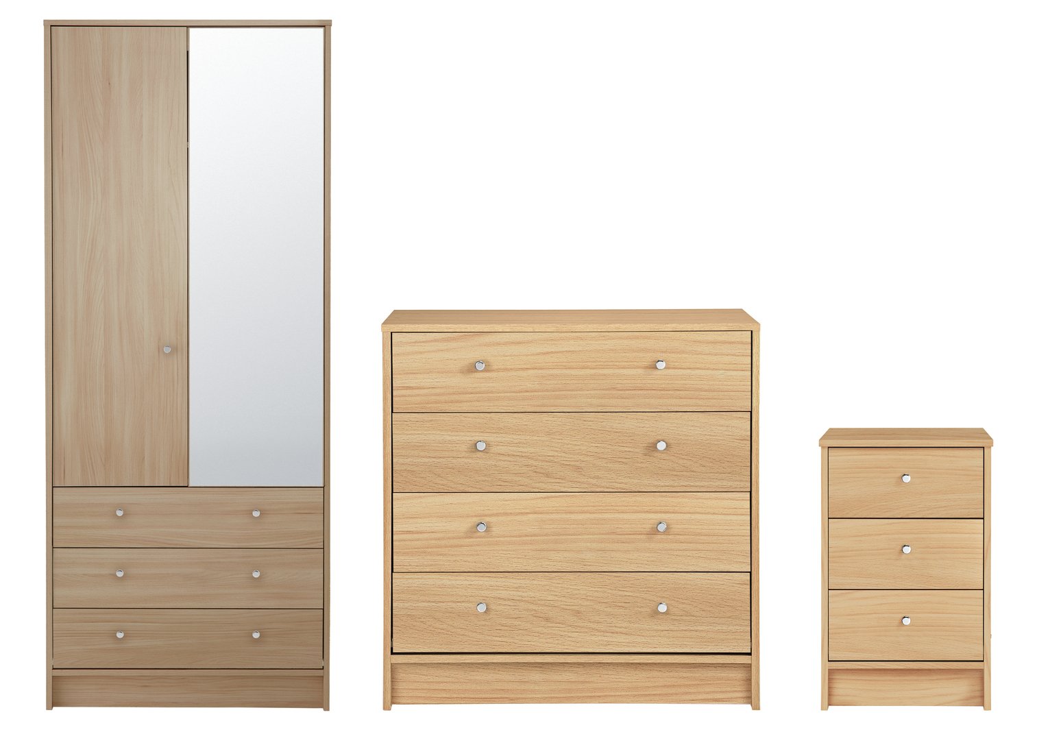 Argos Home Malibu 3 Piece 2 Door Wardrobe Set - Beech Effect