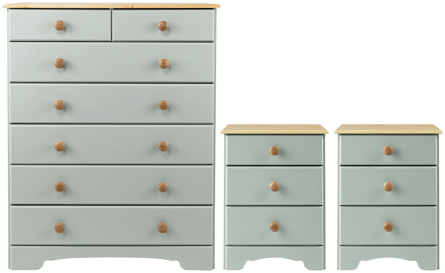 Argos Home Nordic 2 Bedsides & 5+2 Drawer Chest Set - Grey