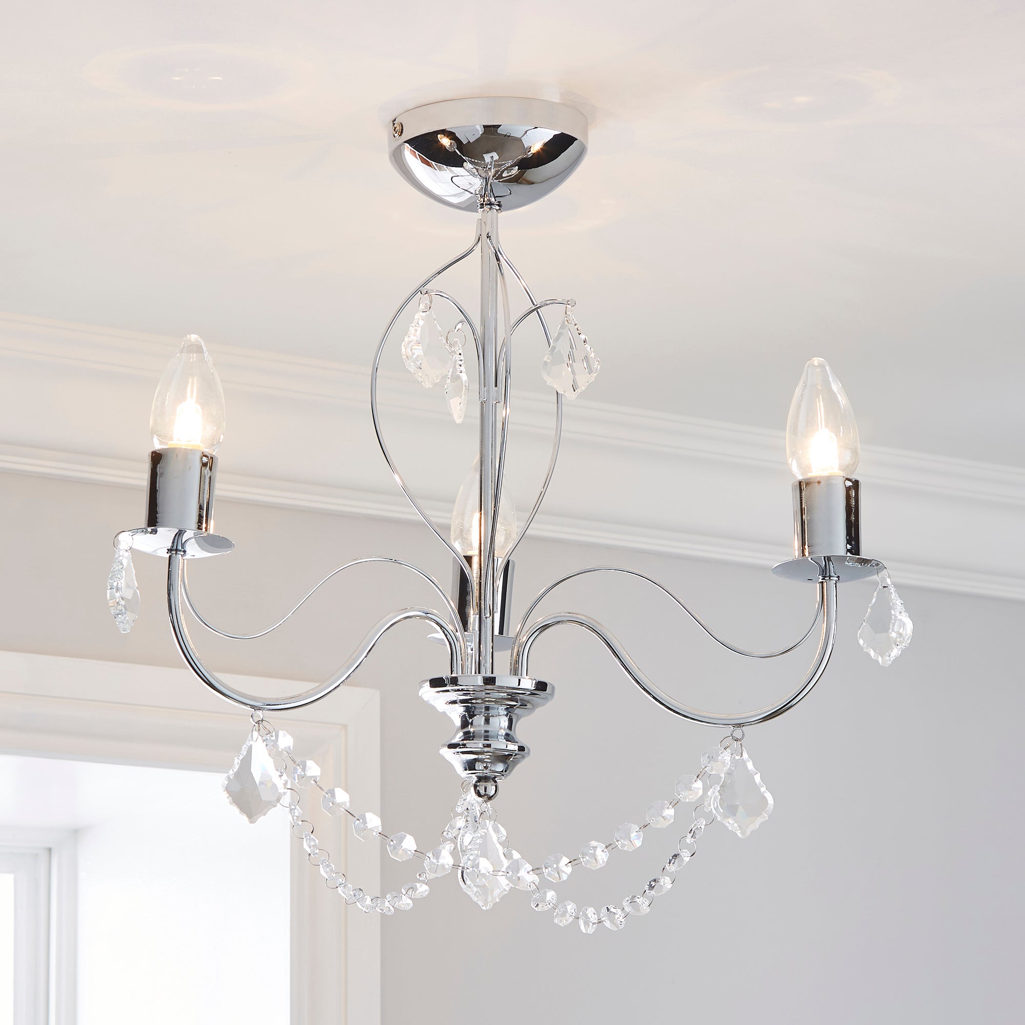 Elizabeth 3 Light Bathroom Chrome Chandelier Chrome