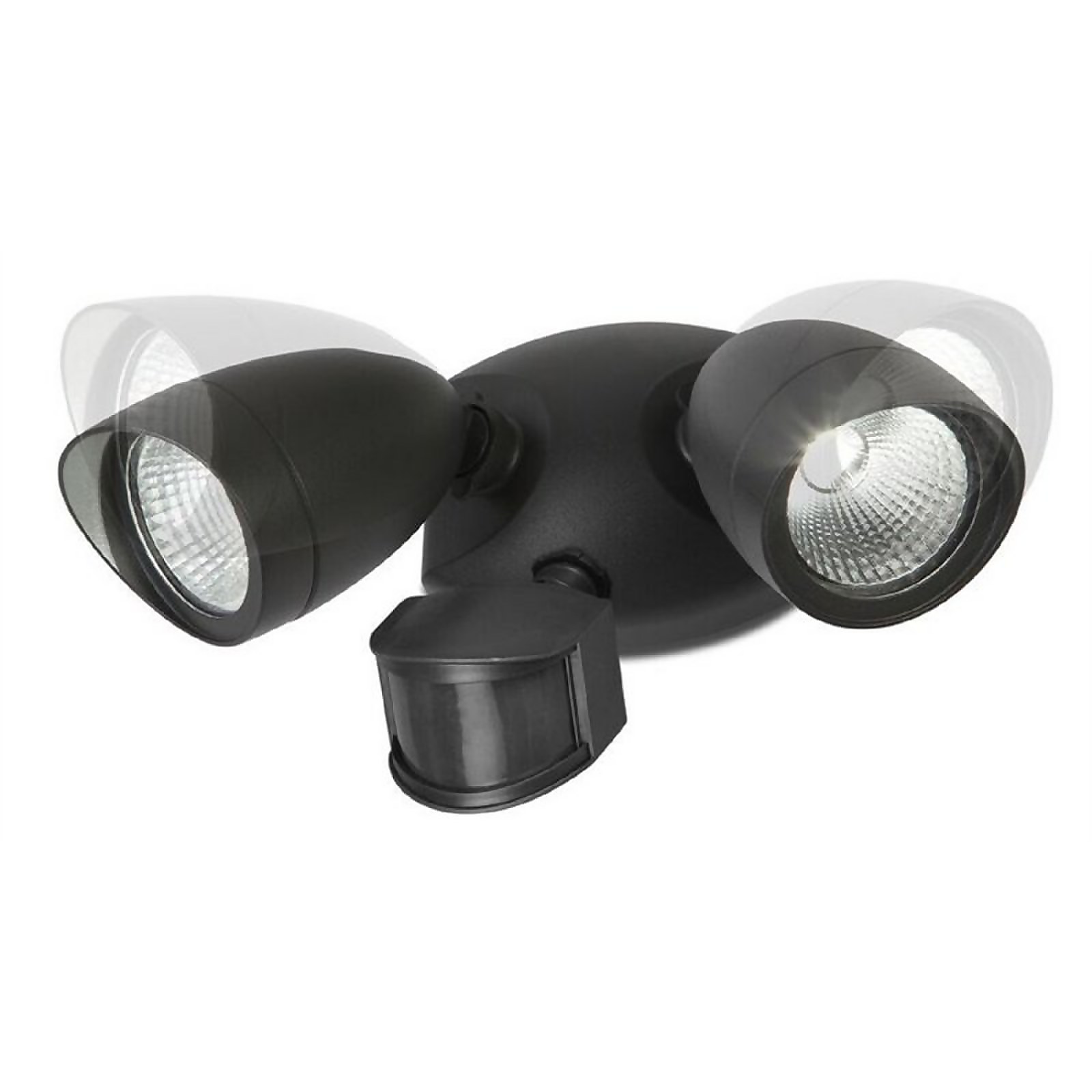 Lutec Shrimp 22W Twin LED PIR Wall Light - Black
