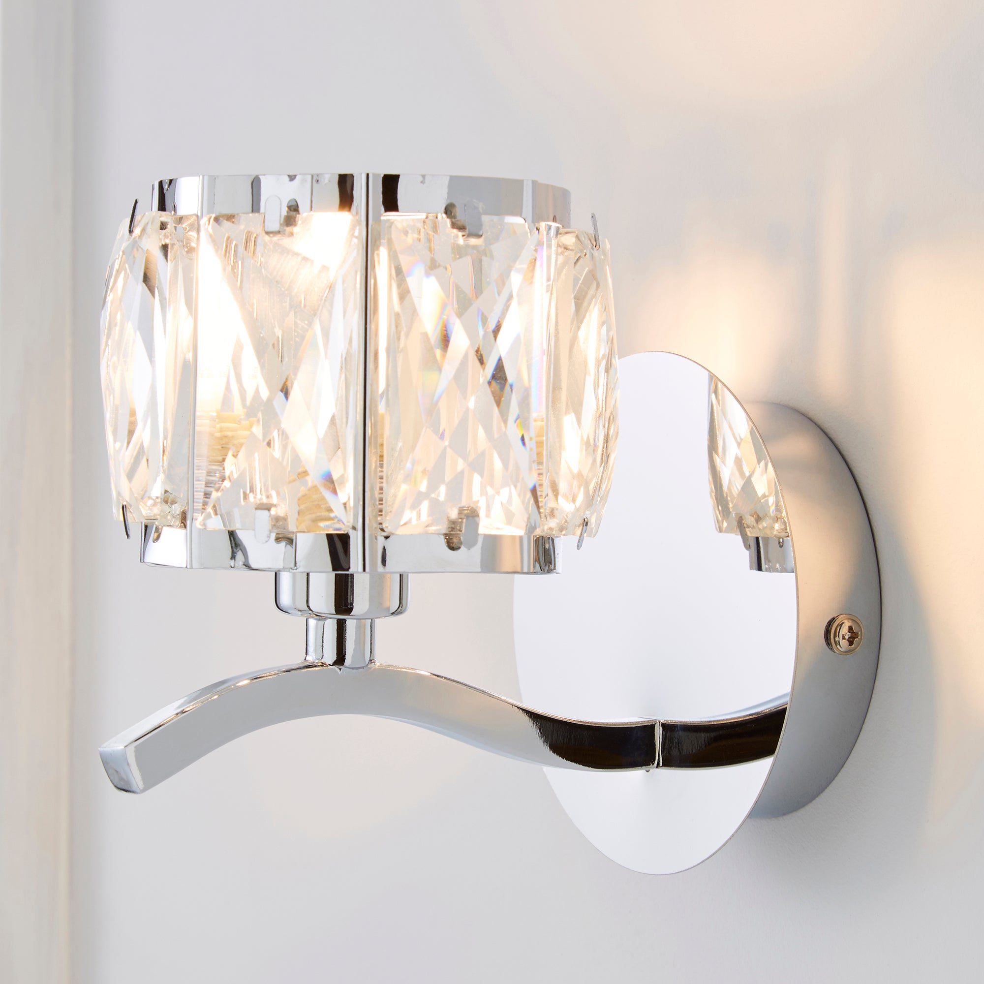 Kleio Glass Chrome Wall Light Chrome