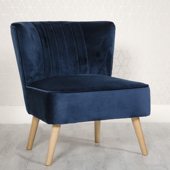 Louis Velvet Upholstered Lounge Chair In Blue