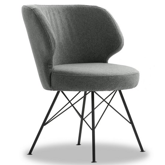 Blokty Modern Fabric Accent Chair In Light Grey With Metal Legs