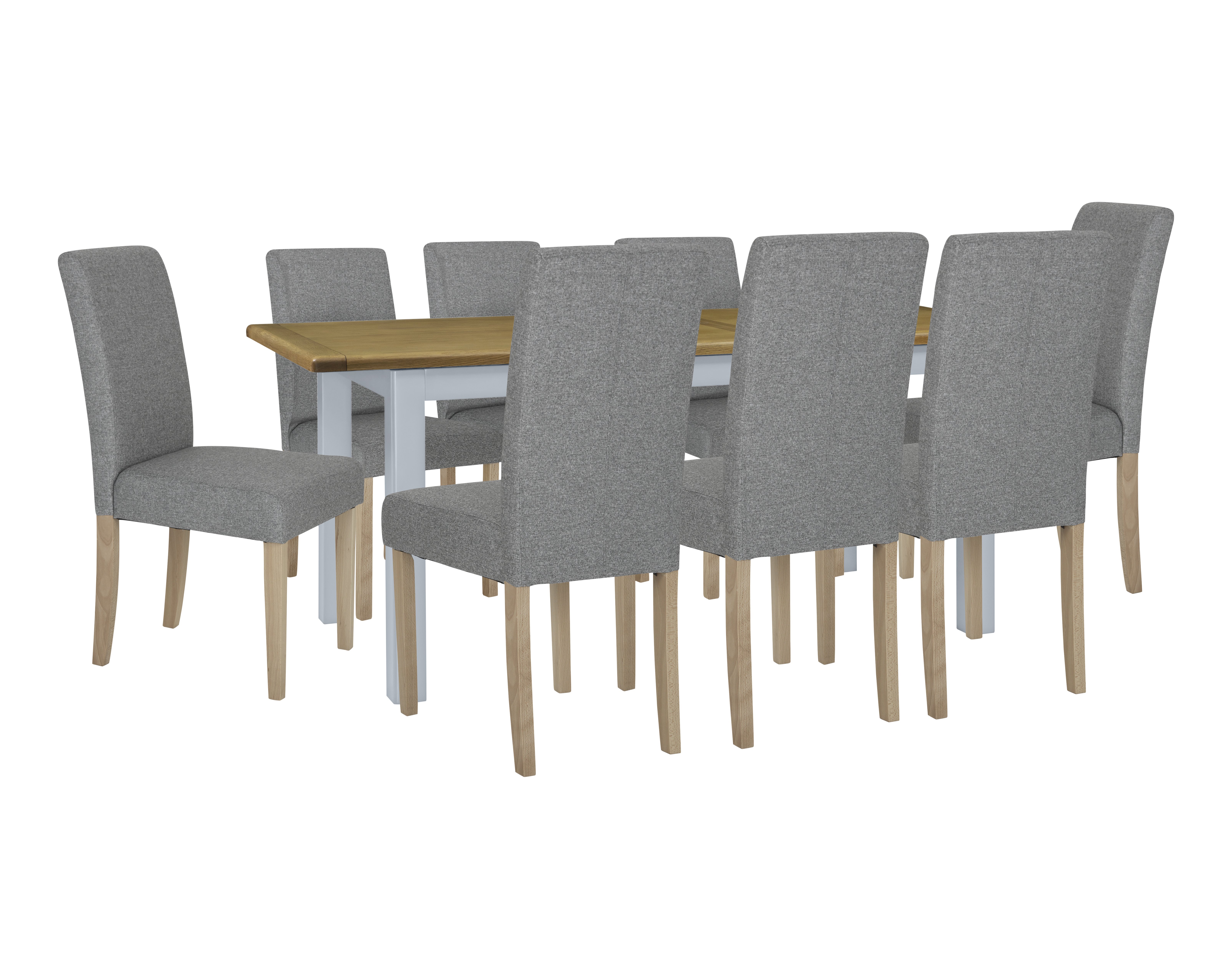 Habitat Kent Wood Veneer Dining Table & 8 Grey Chairs
