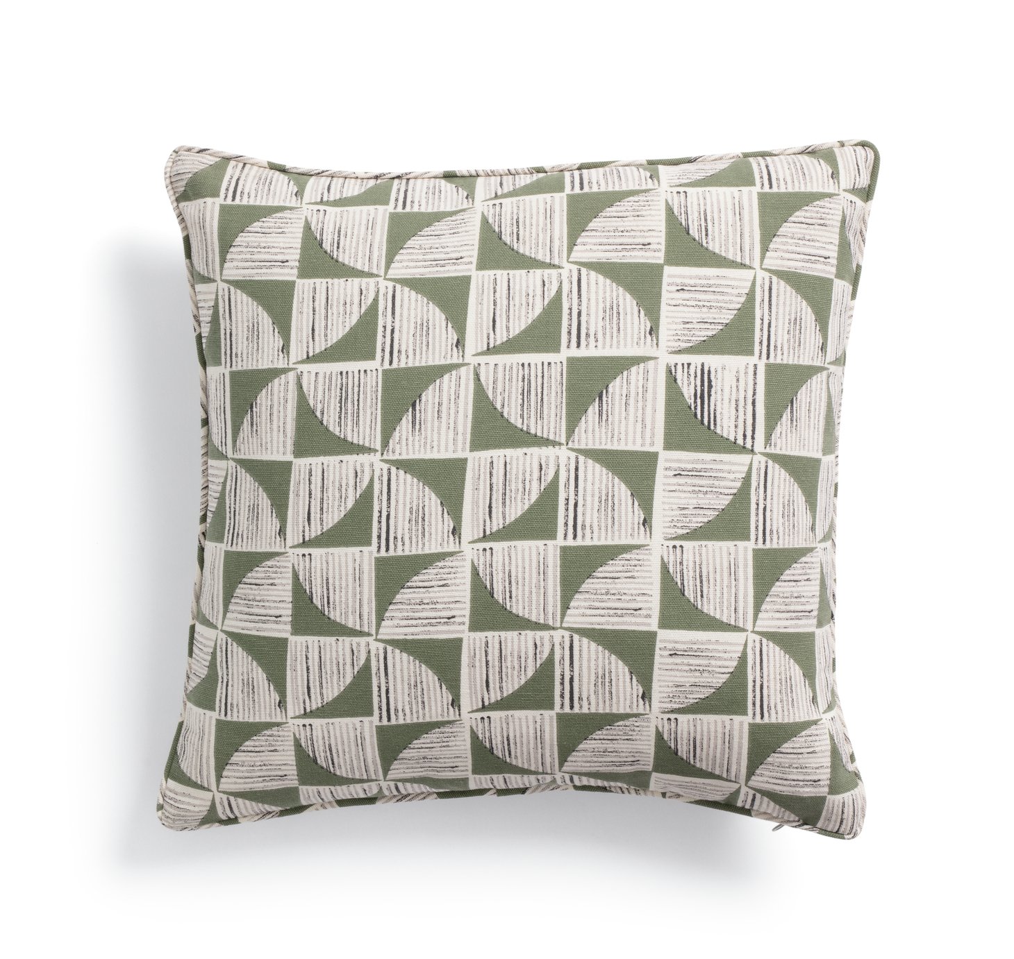 Habitat Cabin Geo Printed Cushion Cover Olive - 43x43cm