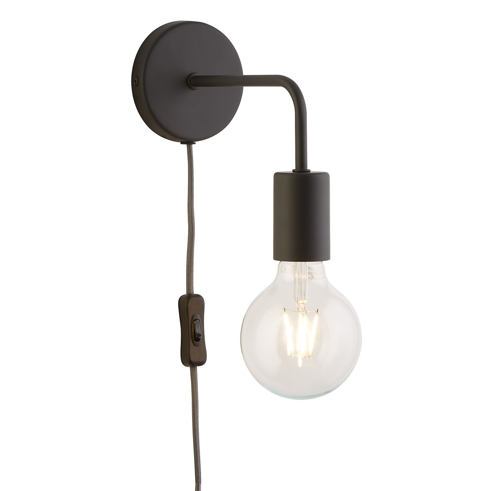 Jay Plug In Wall Light - Charcoal
