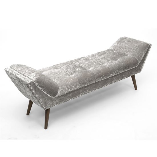 Montrose Large Crushed Velvet Chaise In Silver With Wooden Feet
