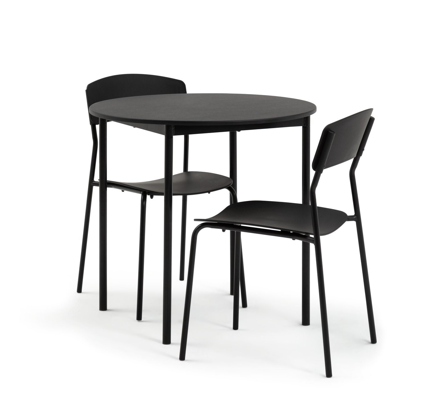 Habitat Stella Wood Effect Dining Table & 2 Black Chairs
