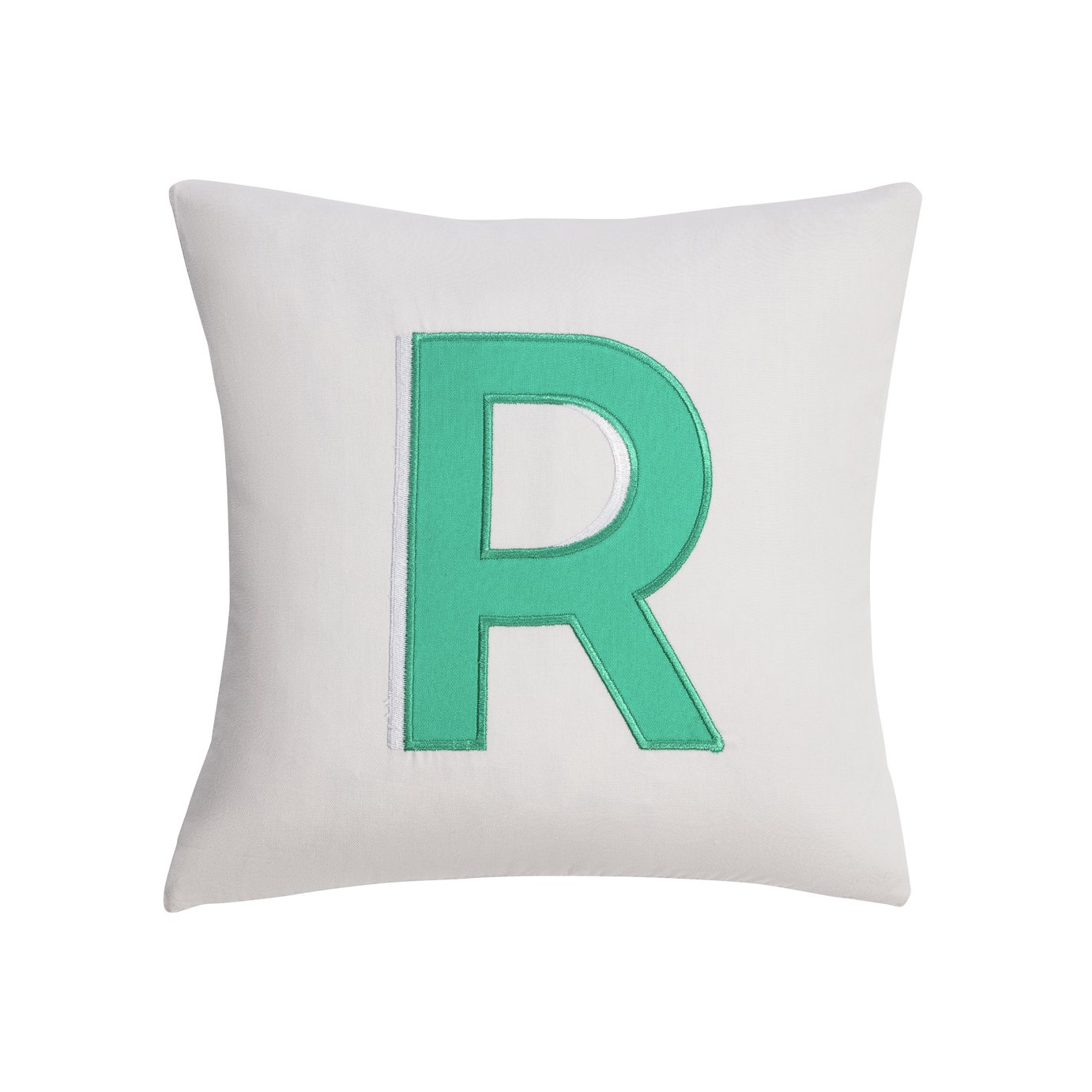 Argos Home Embroidered R Alphabet Cushion - White - 30x30cm