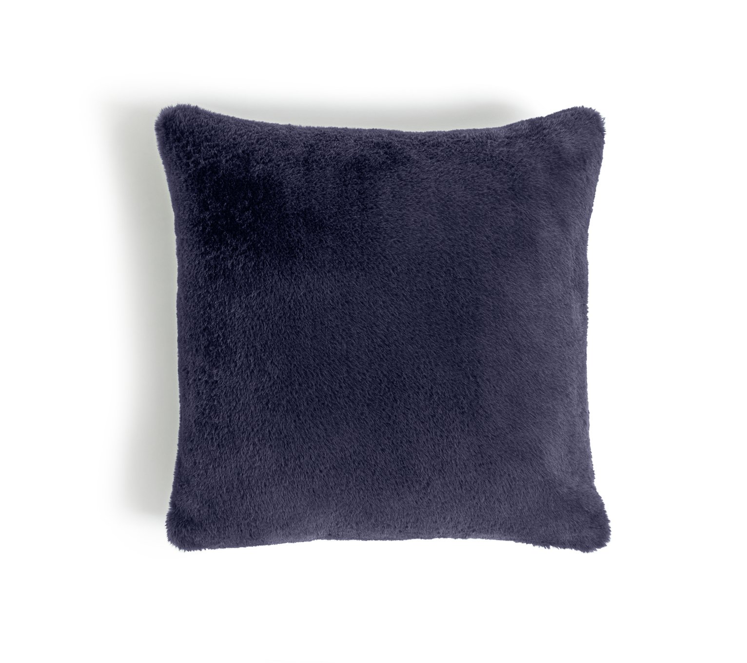 Habitat Plain Faux Fur Cushion - Navy - 43x43cm