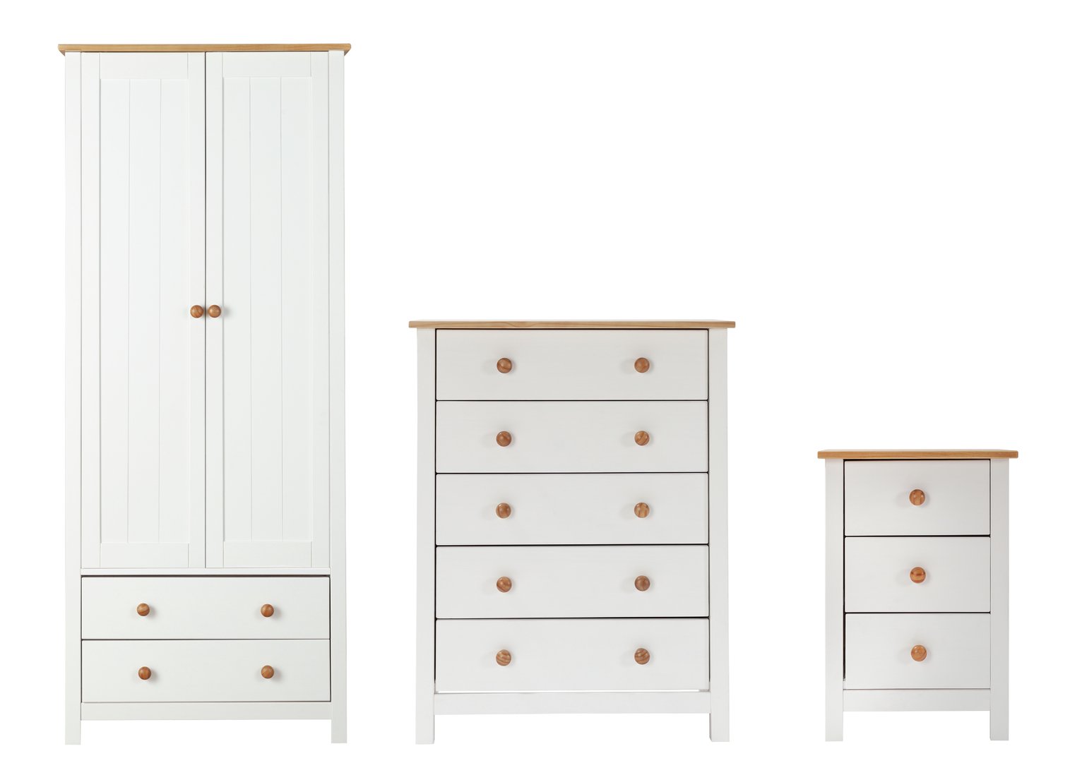 Argos Home Scandinavia 3 Piece 2 Door Wardrobe Set -Two Tone
