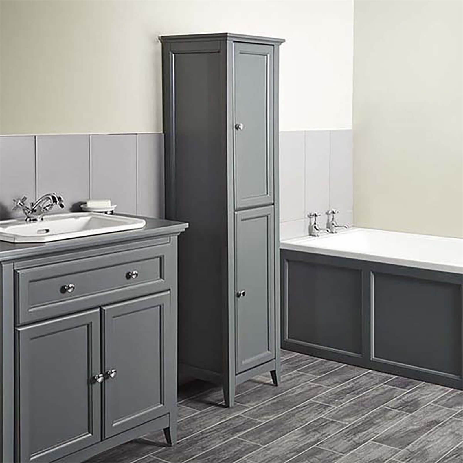 Bathstore Savoy 400mm Tall Floorstanding Cabinet - Charcoal Grey