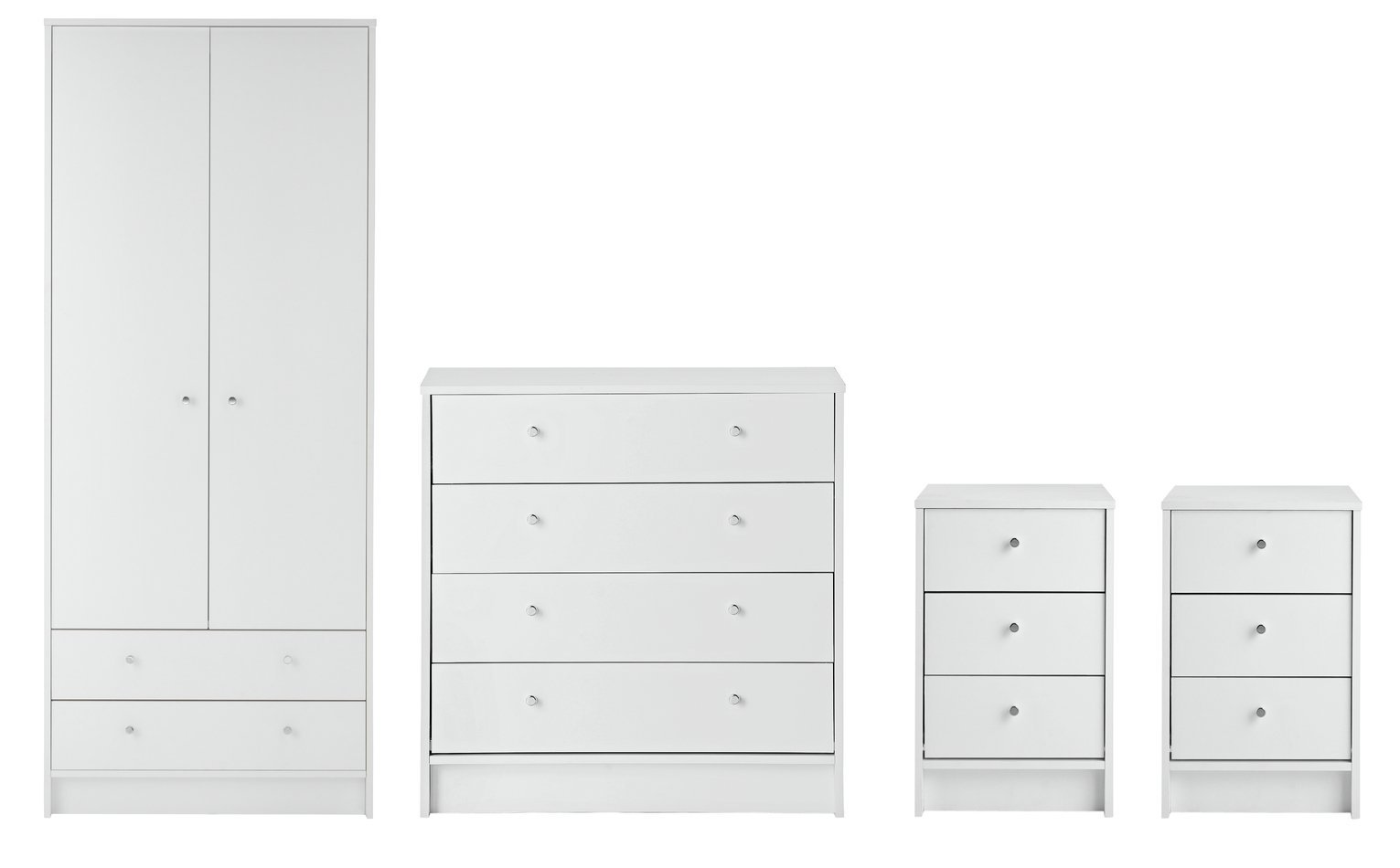 Argos Home Malibu 4 Piece 2 Door Wardrobe Set - White
