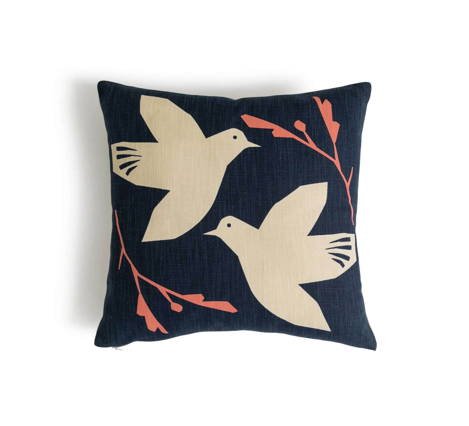 Habitat Folktale Bird Print Cushion Cover- Navy - 43x43cm