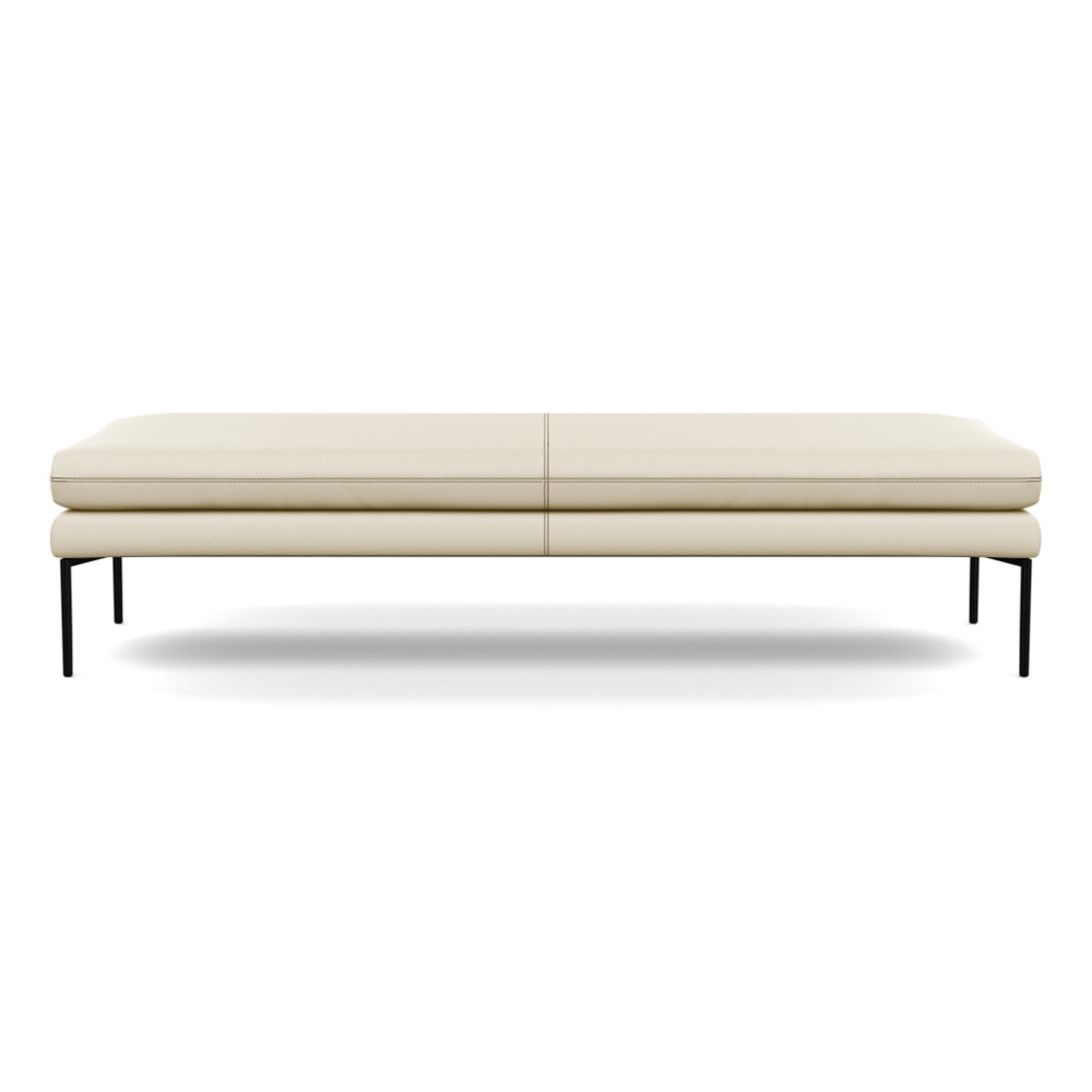 Heal's Matera Bench 180cm Leather Grain Storm 006 Black Feet