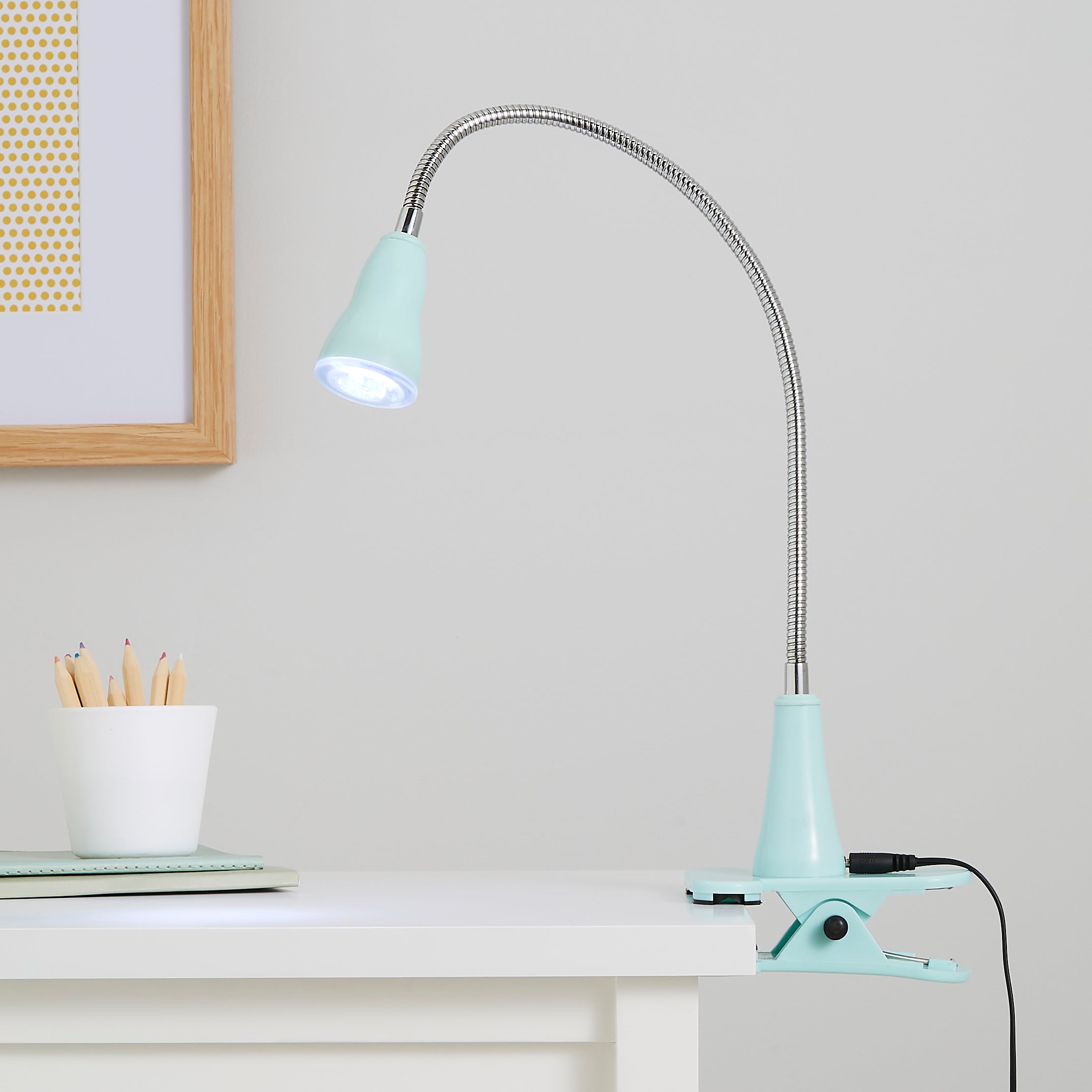 Clip on Integrated LED USB Task Lamp Blue