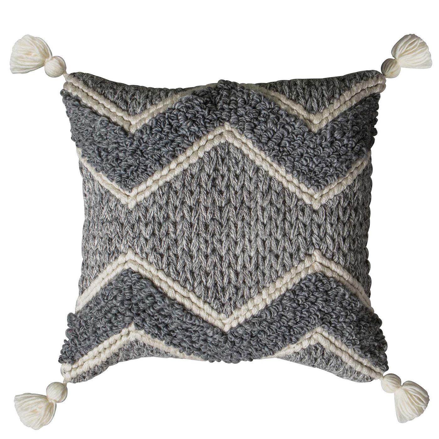 Grey Knitted Cushion