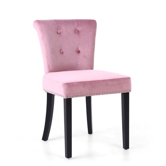 Sandringham Lionhead Brushed Velvet Accent Chair In Pink Blush