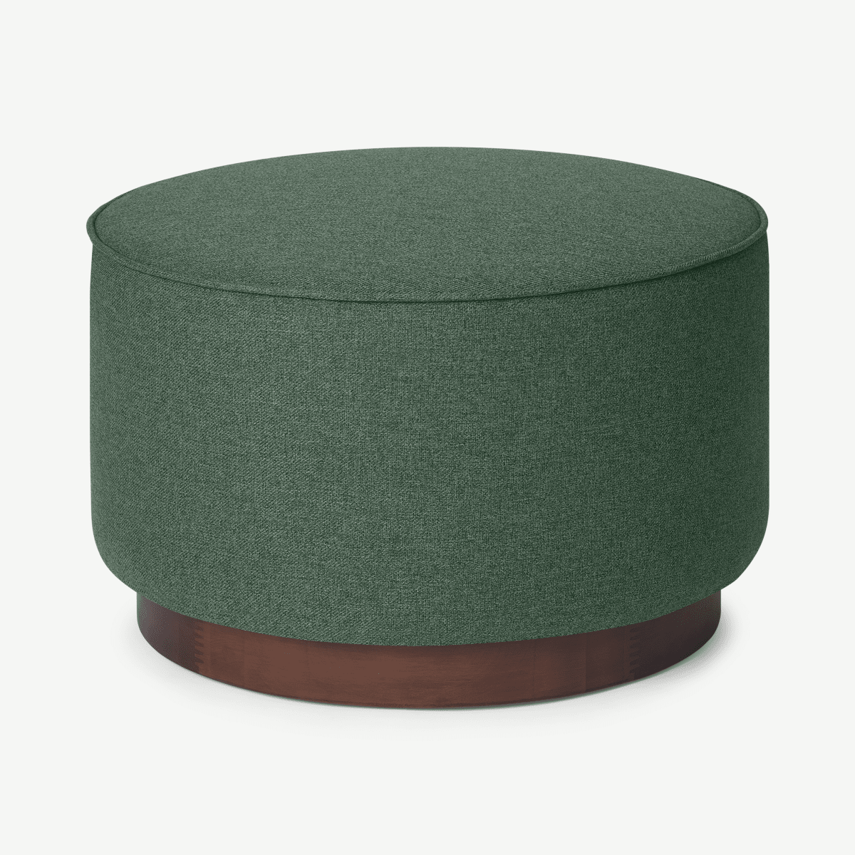 Hetherington Large Wooden Pouffe, Darby Green & Dark Stain Wood Fabric