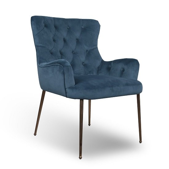 Ormond Accent Chair In Brushed Velvet Caribbean Blue
