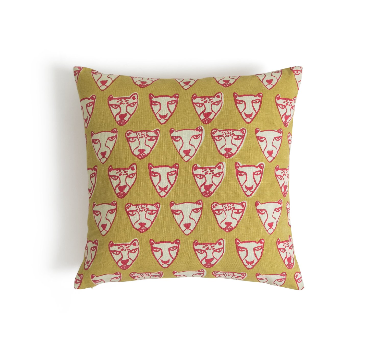 Habitat Tiger Faces Printed Cushion Mustard - 43x43cm
