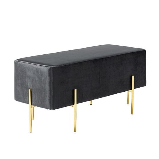 Ryman Bench In Black Velvet And Gold Plated Stainless Steel