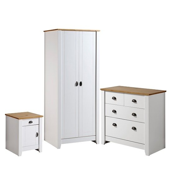 Gibson Wooden Bedroom Furniture Set In White And Oak