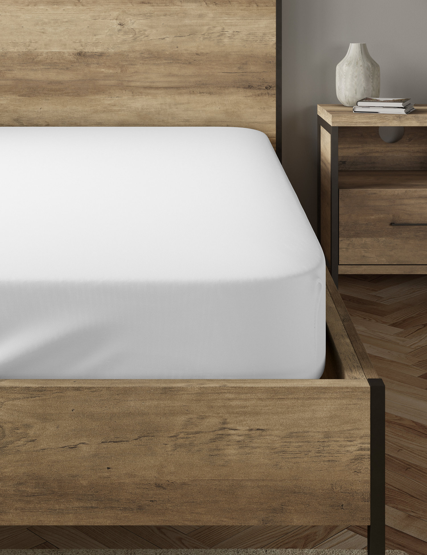 M&S Cotton Blend Non Iron Fitted Sheet