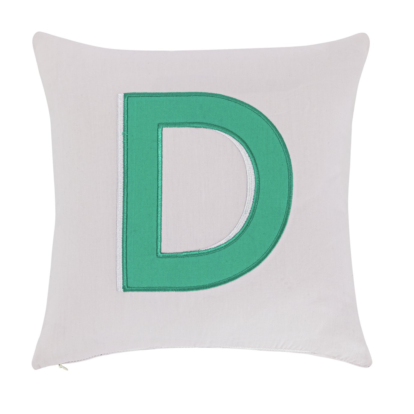 Argos Home Embroidered D Alphabet Cushion - White - 30x30cm