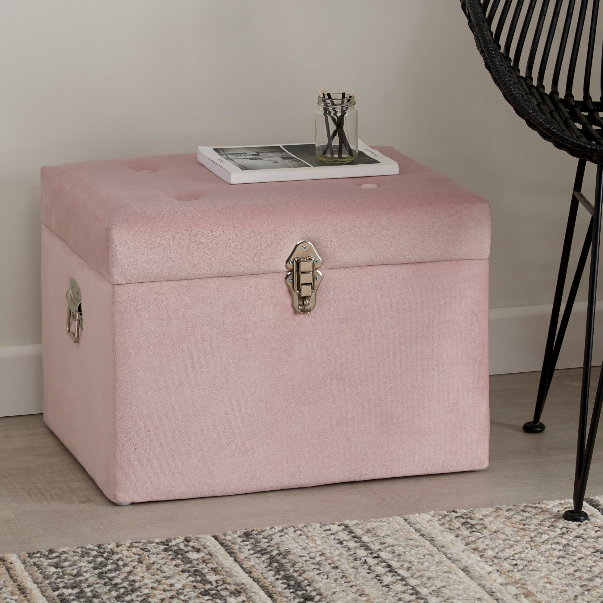 Luxe Blush Velvet Storage Trunk Blush